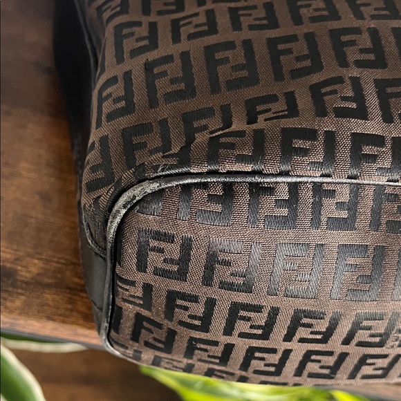 Fendi Brown FF Monogram Shoulder Bag with Black Strap - Picture 4 of 16